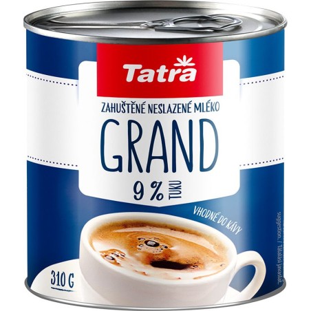 Tatra Grand zahuštěné mléko neslazené 9% 310g - plech