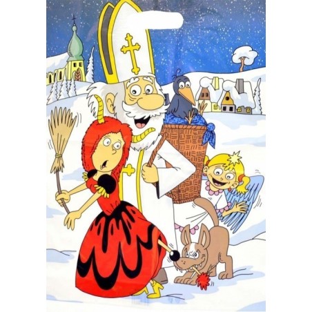 Taška mikuláš 46 x 35 Mikuláš, čertice a pes